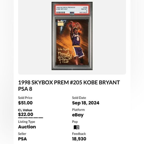 SKYBOX REFRACTOR GOLD FOIL KOBE BRYANT #8 - Picture 3 of 3